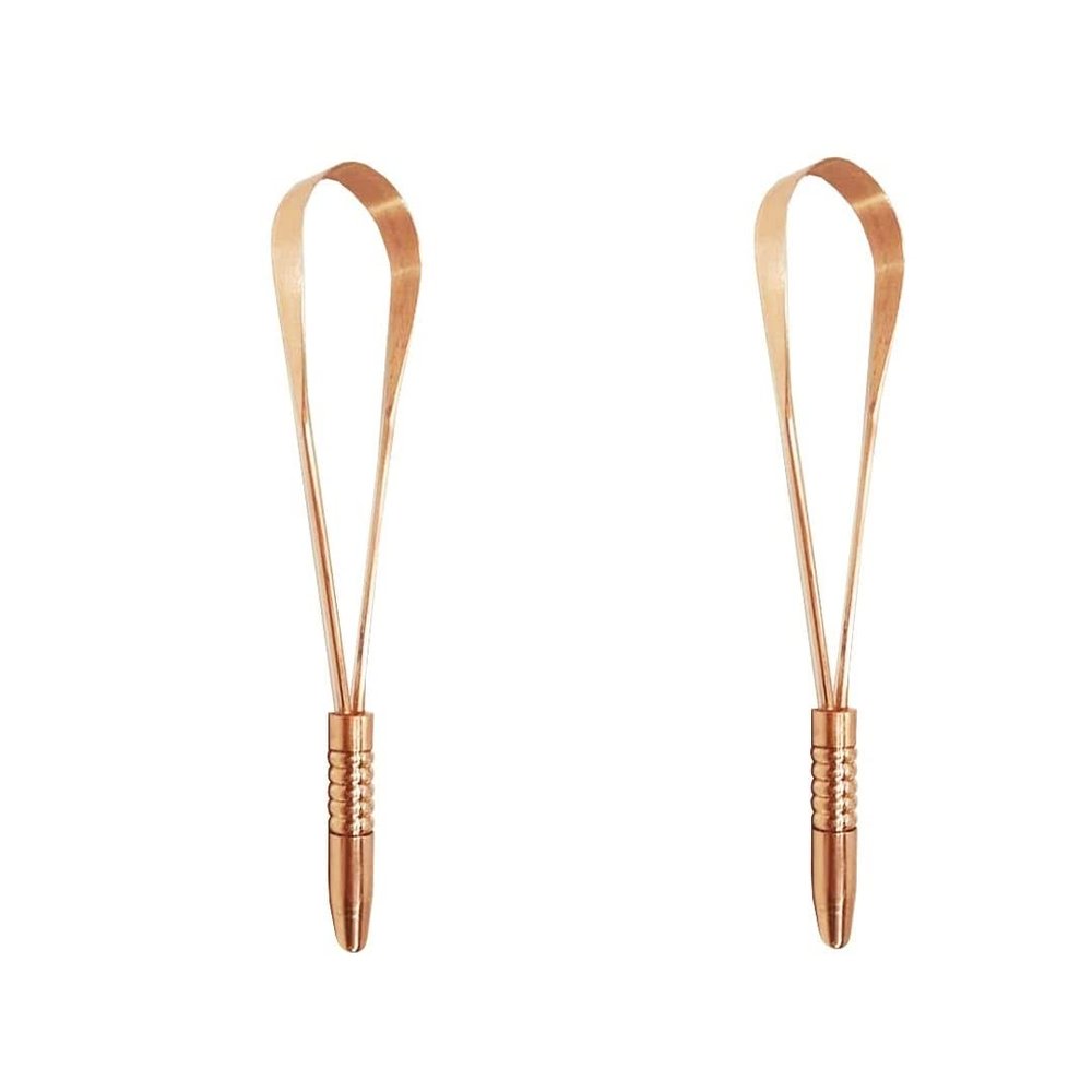EVEN 2 Piece Tongue Cleaner for Men and Women, Adults Pure Copper Tongue Cleaner for fresh breath improved Taste Sense & Bacteria Removal. (COPPER 2 PIECE ROUND)