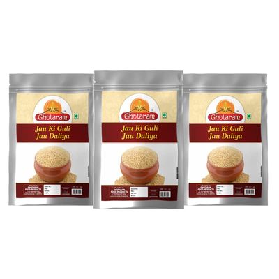 Ghotaram Organics Homemade Baragalu/Jao/Jow Jau Dalia Barley Porridge|Pure & Tasty Refined Fibrous Summer Jau Guli Rabdi Flour|Organic Barley Porridge|Barley Dalia-5940g(pac 3x 1980g)