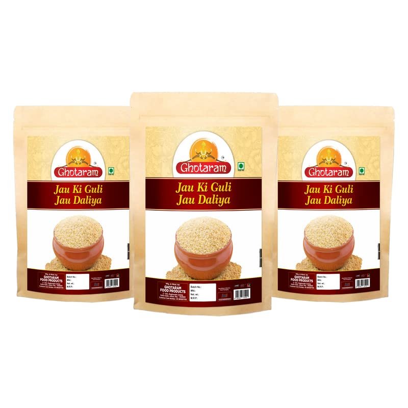Ghotaram Yava Barley Dalia | Java Jo Jau Ka Daliya | Jav Cevad Javegodhi Porridge Daliya | Baali Arisi Barliyarishi Khichdi Daliya | Cheno Daliyo-720g(pac 3x 240g)