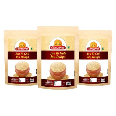 Ghotaram Hordeum Vulgare Porridge Yava Daliya Dalia | Barley Jau Jo Java Jav Ka Daliya | Javegodhi Daliya | JAVEGAMBU Barli Arisi Cheno Khichdi Daliya Porridge-720g(pac 3x 240g)