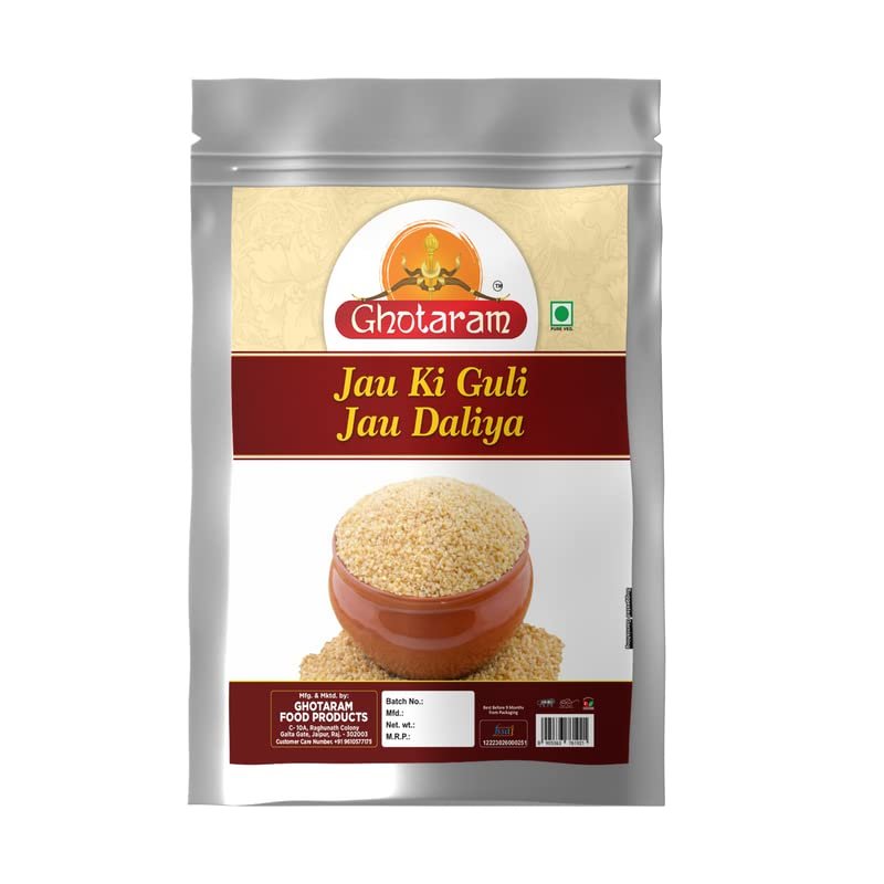 Ghotaram Organics Homemade Baragalu/Jao/Jow Jau Dalia Barley Porridge|Pure & Tasty Refined Fibrous Summer Jau Guli Rabdi Flour|Organic Barley Porridge|Barley Dalia-1980g