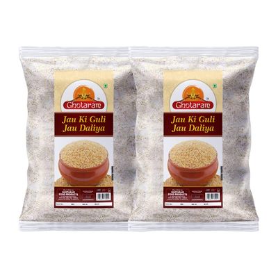 Ghotaram Home Made Barley Jau Guli Dalia Daliya Porridge/Pure Broken Sprouted Barley Jau/Organic Barli Arisi/Cracked Jav Barley Jau No Additives or Preservatives/Unadulterated-480g(pac 2x 240g)