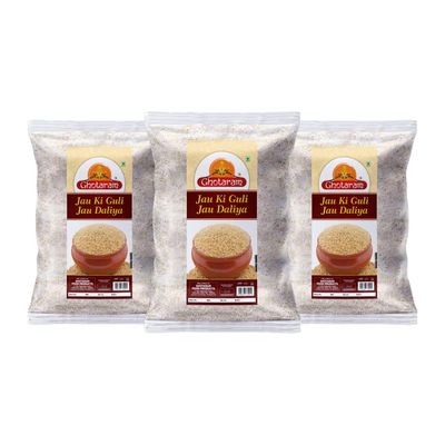 Ghotaram Broken Jau Barley/Sprouted Jav Barli Jau Daliya|Tasty & Fibrous Barley Porridge|Jau Barley Dalia|Jau Rabdi Guli Atta Nutritious Food For Strength-720g(pac 3x 240g)