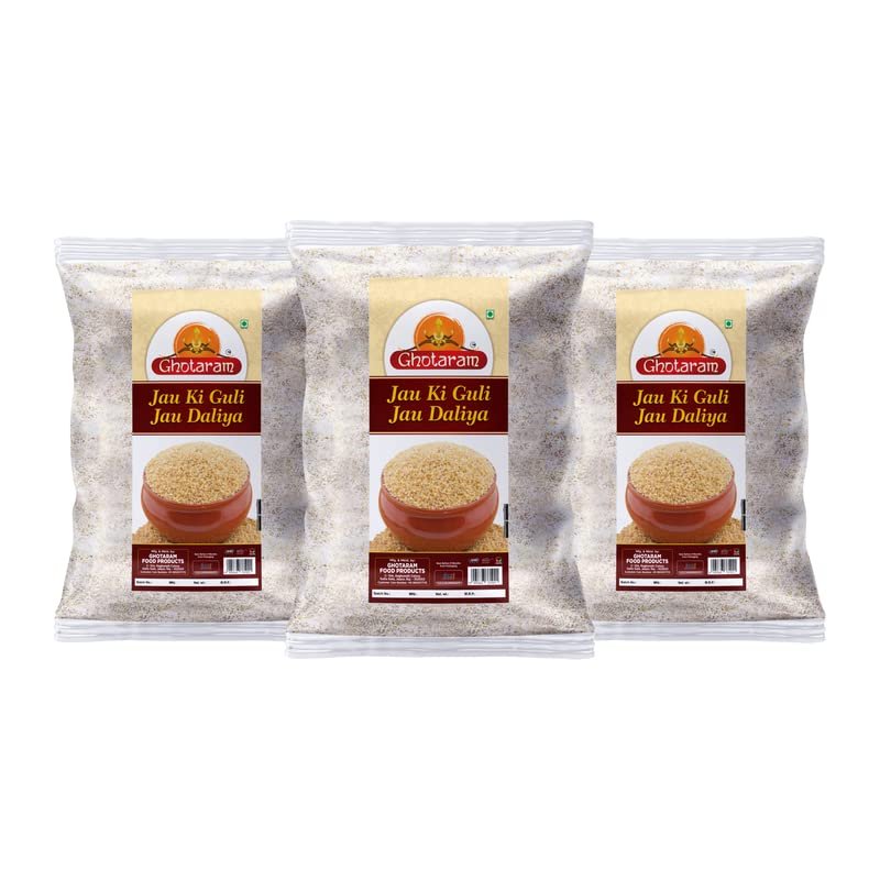 Ghotaram Broken Jau Barley/Sprouted Jav Barli Jau Daliya|Tasty & Fibrous Barley Porridge|Jau Barley Dalia|Jau Rabdi Guli Atta Nutritious Food For Strength-720g(pac 3x 240g)