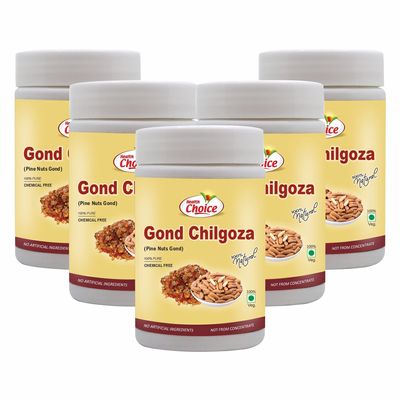 Health Choice Gond Chilgoza | A Natural Raw Herbs, With The Goodness Of Chilgoze | Chilgoja | Made With Dry Fruit (Pine Nuts) Botanical Gum, 120g - Pack of 5 (Pine Nut Gum)