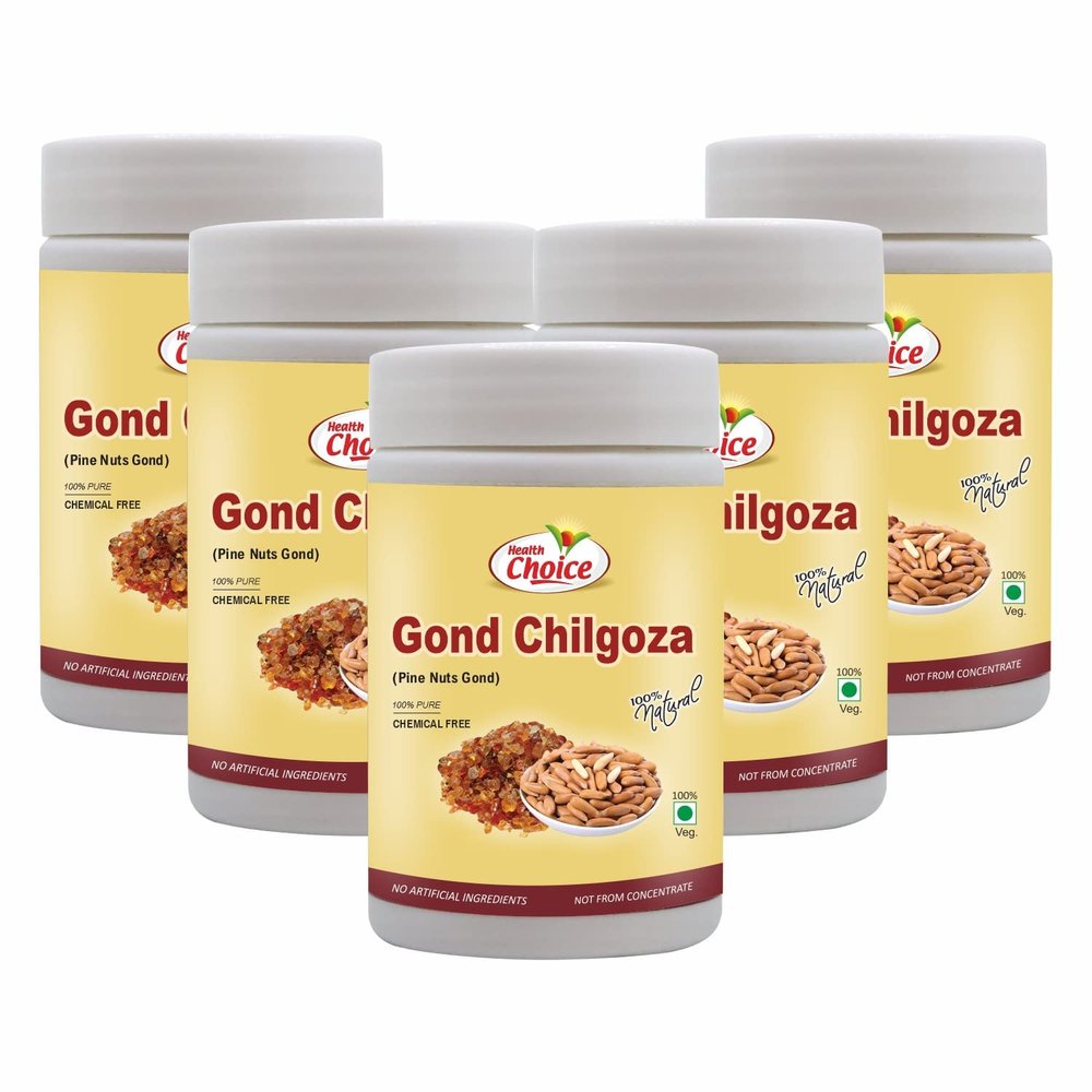 Health Choice Gond Chilgoza | A Natural Raw Herbs, With The Goodness Of Chilgoze | Chilgoja | Made With Dry Fruit (Pine Nuts) Botanical Gum, 120g - Pack of 5 (Pine Nut Gum)