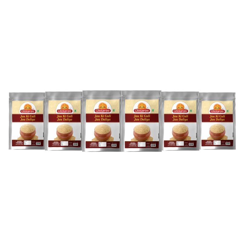Ghotaram Jau Barley Daliya/Broken Cracked Pearl Barley/Jau Ka Daliya Pearl Barli Porridge Daliya/Jau Guli Flour-100% Pure,100% Natural, with High FIBRE/Sprouted Jau Barley Dalia-5880g(pac 6x 980g)