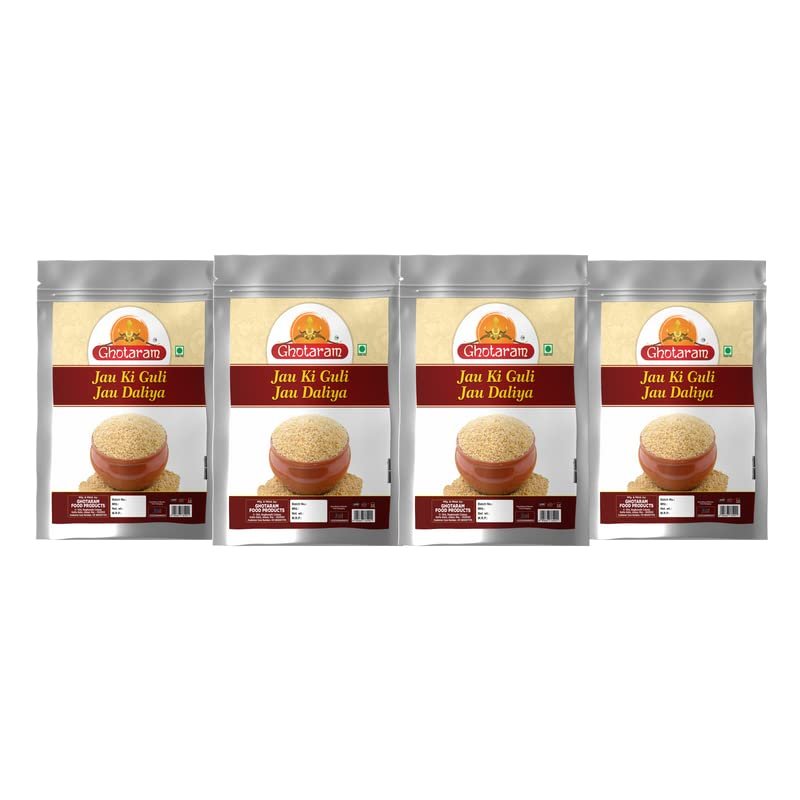 Ghotaram Jau Barley Daliya/Broken Cracked Pearl Barley/Jau Ka Daliya Pearl Barli Porridge Daliya/Jau Guli Flour-100% Pure,100% Natural, with High FIBRE/Sprouted Jau Barley Dalia-1920g(pac 4x 480g)