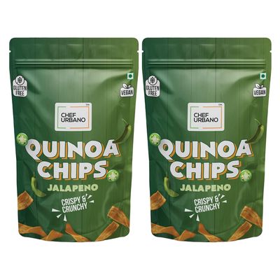 Chef Urbano Quinoa Chips Jalapeno 85g PACK OF 2 | Gluten Free | | Vegan | Low GI| Crunchy Healthy Snacks | High Protein and Fiber Rich | Good for Diet | Good for Kids