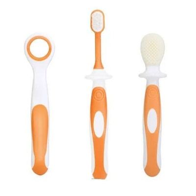 Aplam Chaplam Toothbrush Oral Care 360 Baby Silicone Kids Tooth Cleaner Infant Toothbrush for Cleaning Brush (Orange)