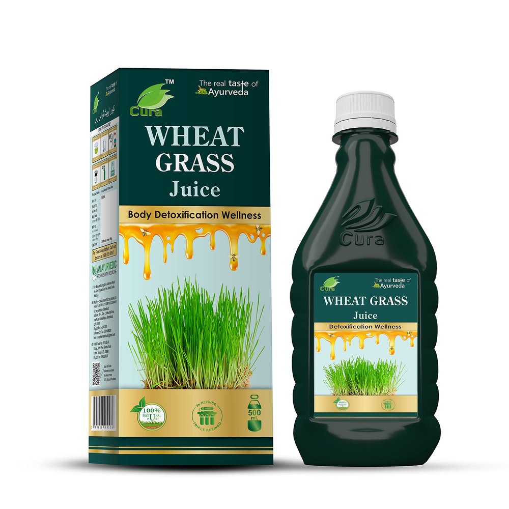 CURA Ayurvedic Wheet Grass Juice 500ml, Body Detoxifier, Immunity booster | 500ml