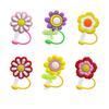 6Pcs Silicone Straw Tip Covers, Reusable Drinking Straw Covers Cap, Straw Toppers for Tumblers, Splash Proof Straw Tips, Dust-Proof Straw Toppers for 7-8 mm Straws (Flowers Straw Cover) view 1