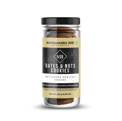 Nutrisnacksbox Dark Chocolate & Dates and Nuts Cookies | Crunchy, Healthy & Tasty Cookies | Premium Cookies (Pack of 6)