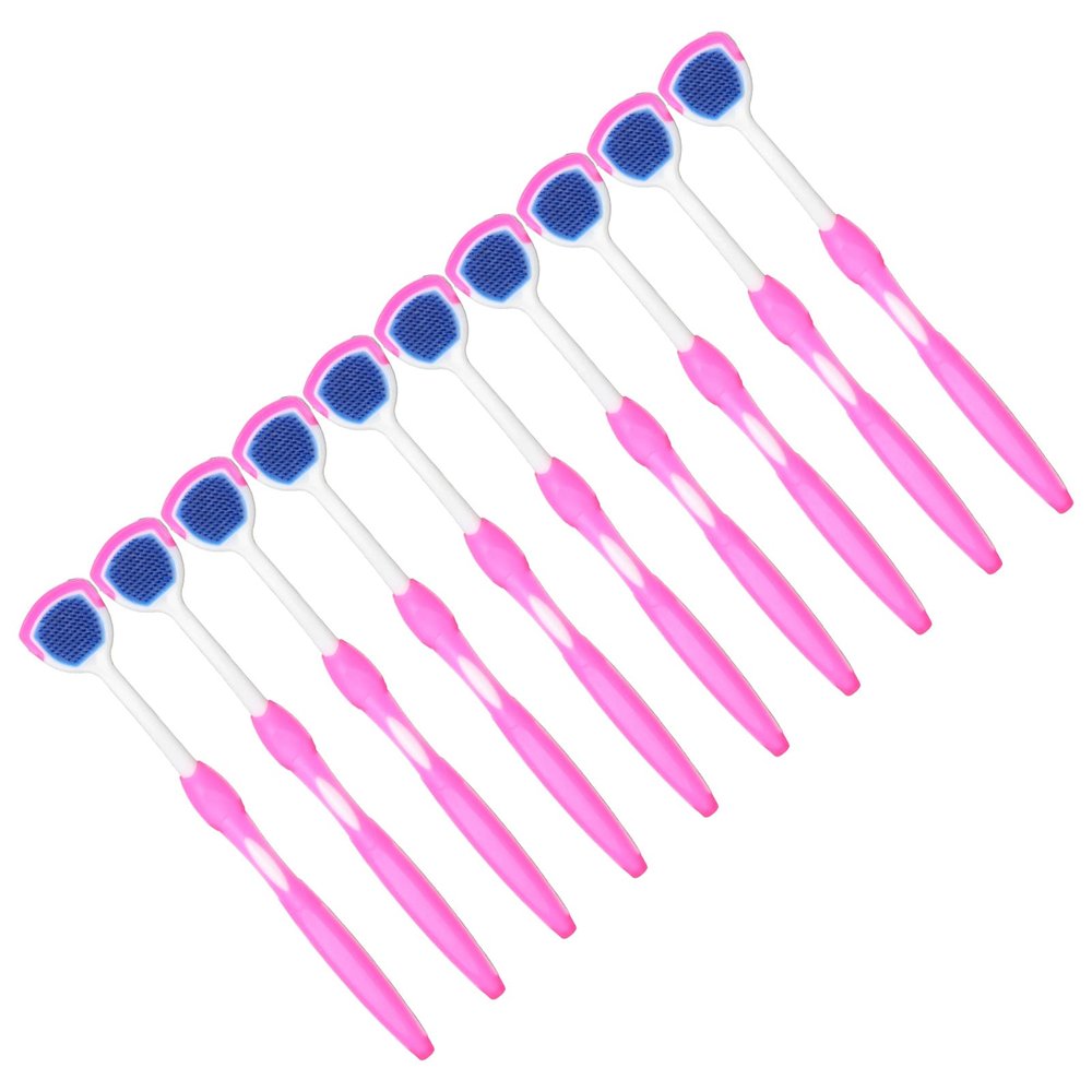 Tongue Scraper, Silicone Maintaining Oral Hygiene Tongue Brush 10 Pcs for Adults (Pink)