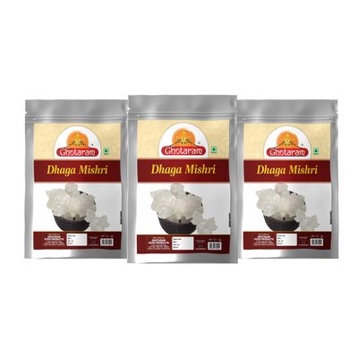 Ghotaram Rock Mishri Dhaga | Dhage Wali Mishri | Misri Chunk | DHAGA MISRI | Threaded Sugar Candy Thread Crystal Dhaga Mishri | | Kunja Mishri | Dora Mishri Sugar-5940g(pac 3x 1980g)