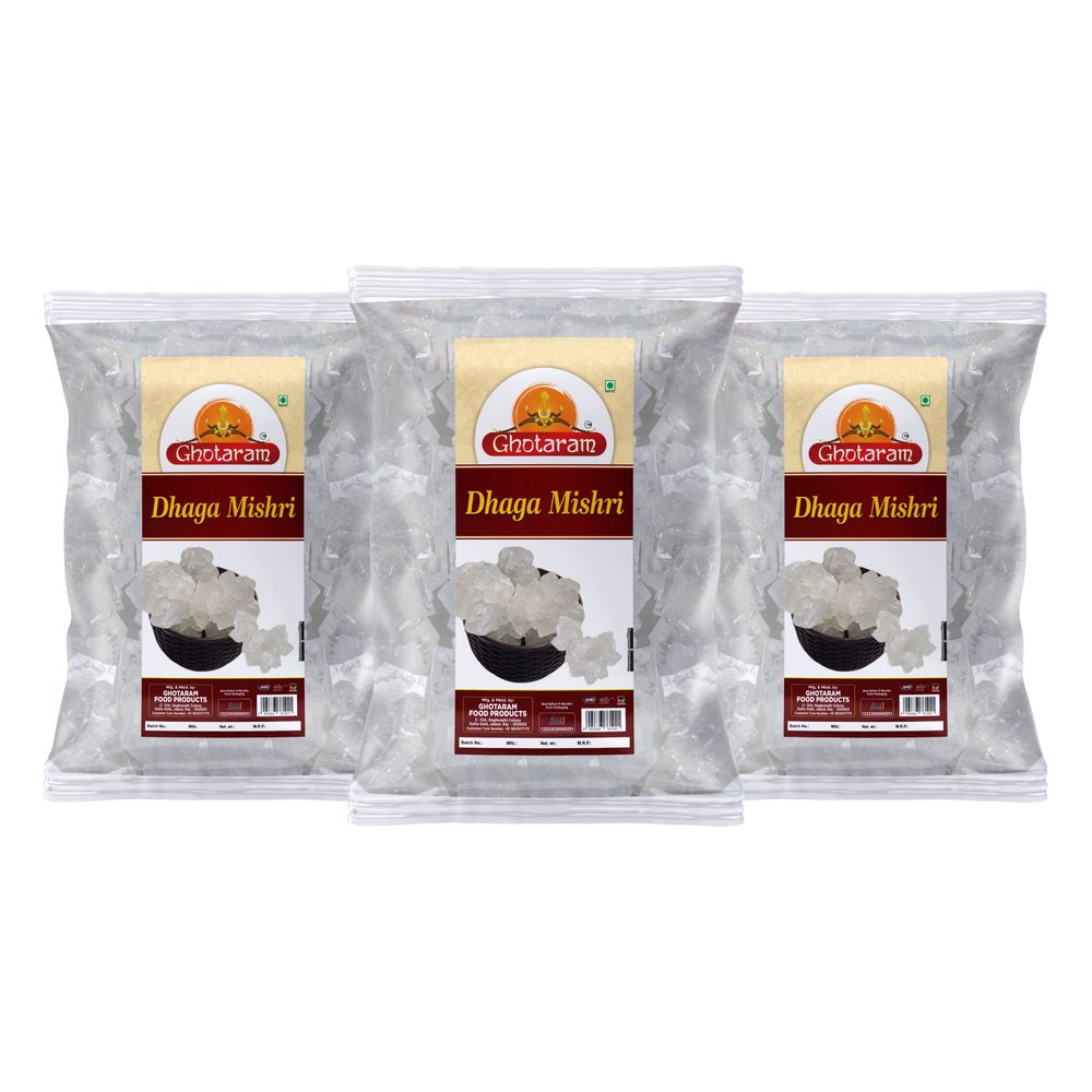 Ghotaram Organic Dhaga Mishri|Thread Mishri|Pure Chemical Free Natural Refined Sugar Crystal|Sugar Candy|Mishri Crystal|Pure Mishri Sugar Candy|Rock Sugar Crystal|Dhage Wali Mishri-720g(pac 3x 240g)