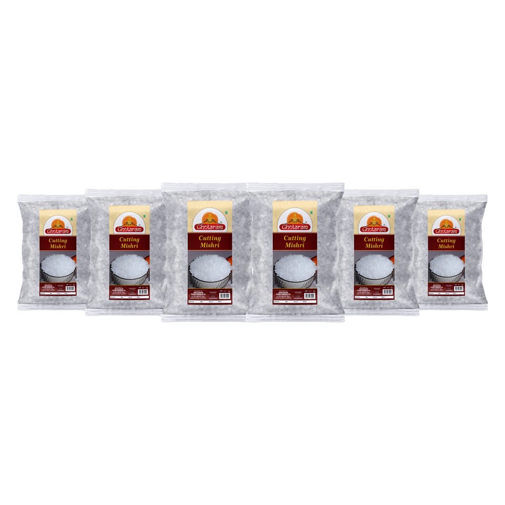 Ghotaram Organic Mishri Crystals | Dana Mishri | Diamond Cut Mishri | Marwari Cutting Mishri | Sweet Sugar Crystal | Diamond Rock Sugar Candy Fresh And Natural-1440g(pac 6x 240g)