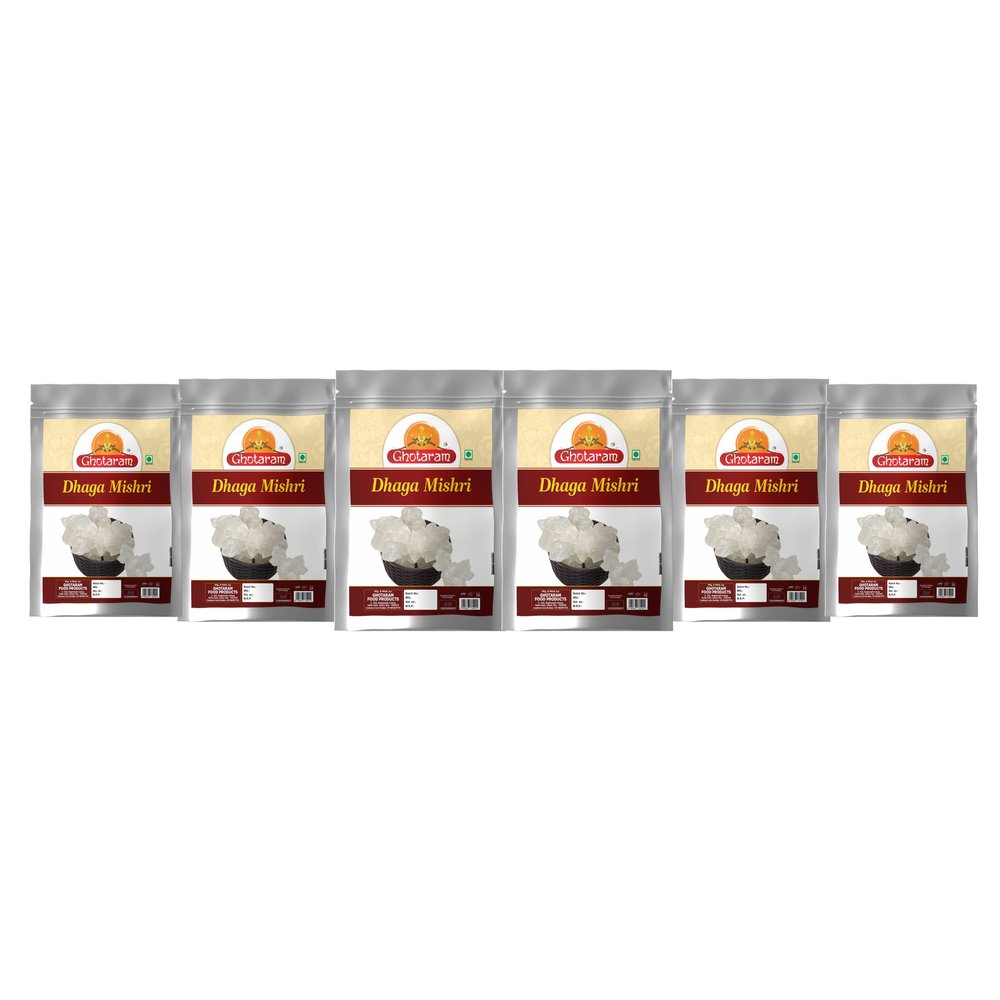 Ghotaram Authentic Dhaga Mishri | Mishri Dhaga Wali | Prime Quality Dhaga Mishri | Shudh Mishri Dhage Wali Organic | Khadi Sakar, Kuja Misri-1440g(pac 6x 240g)