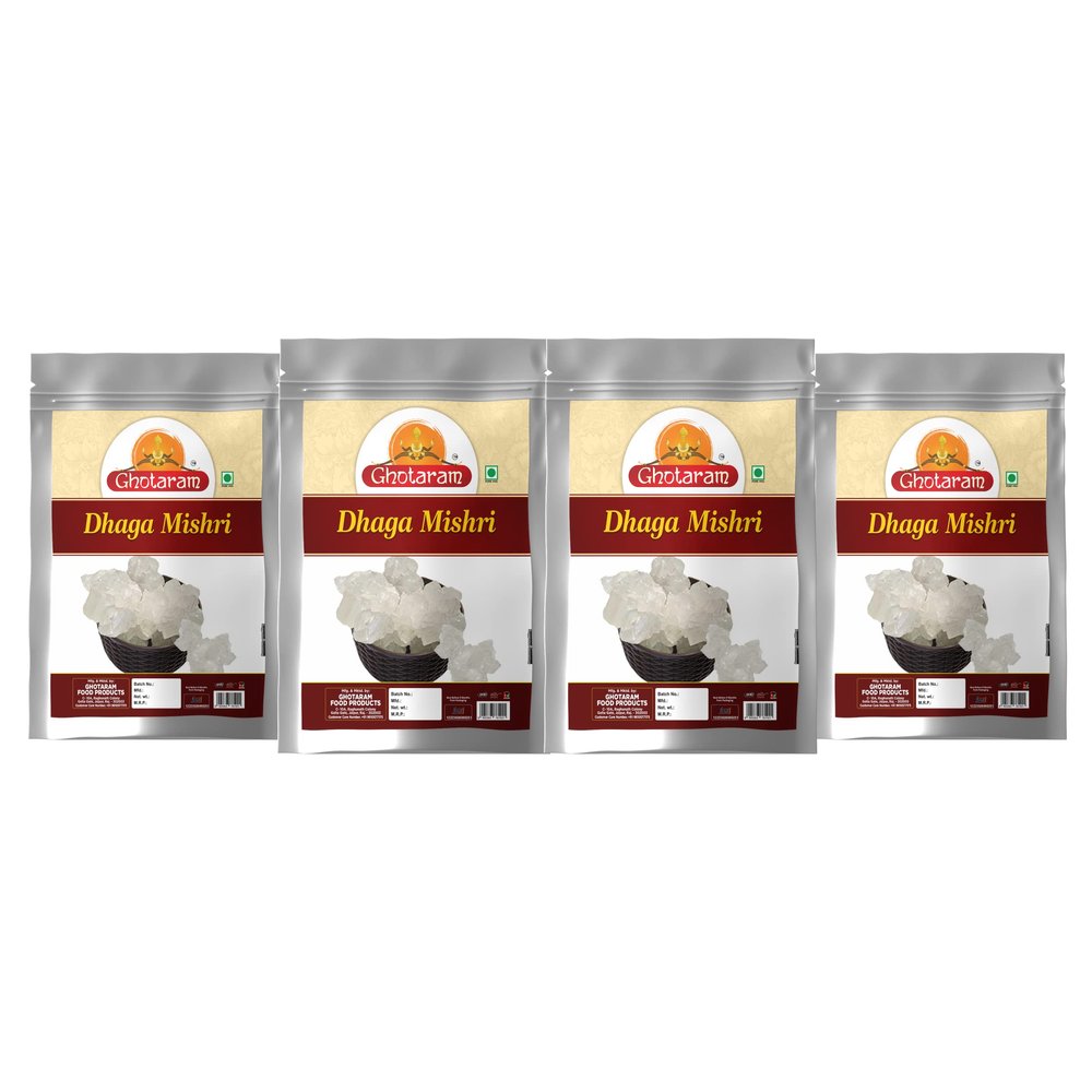 Ghotaram Authentic Dhaga Mishri | Mishri Dhaga Wali | Prime Quality Dhaga Mishri | Shudh Mishri Dhage Wali Organic | Khadi Sakar, Kuja Misri-1920g(pac 4x 480g)