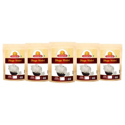 Ghotaram Dala Misri Crystal | Dhaga Mishri | Mishri Sugar Crystal | Thread Mishri | Pure Thread Crystal Rock Sugar | Mishri Candy-2400g(pac 5x 480g)