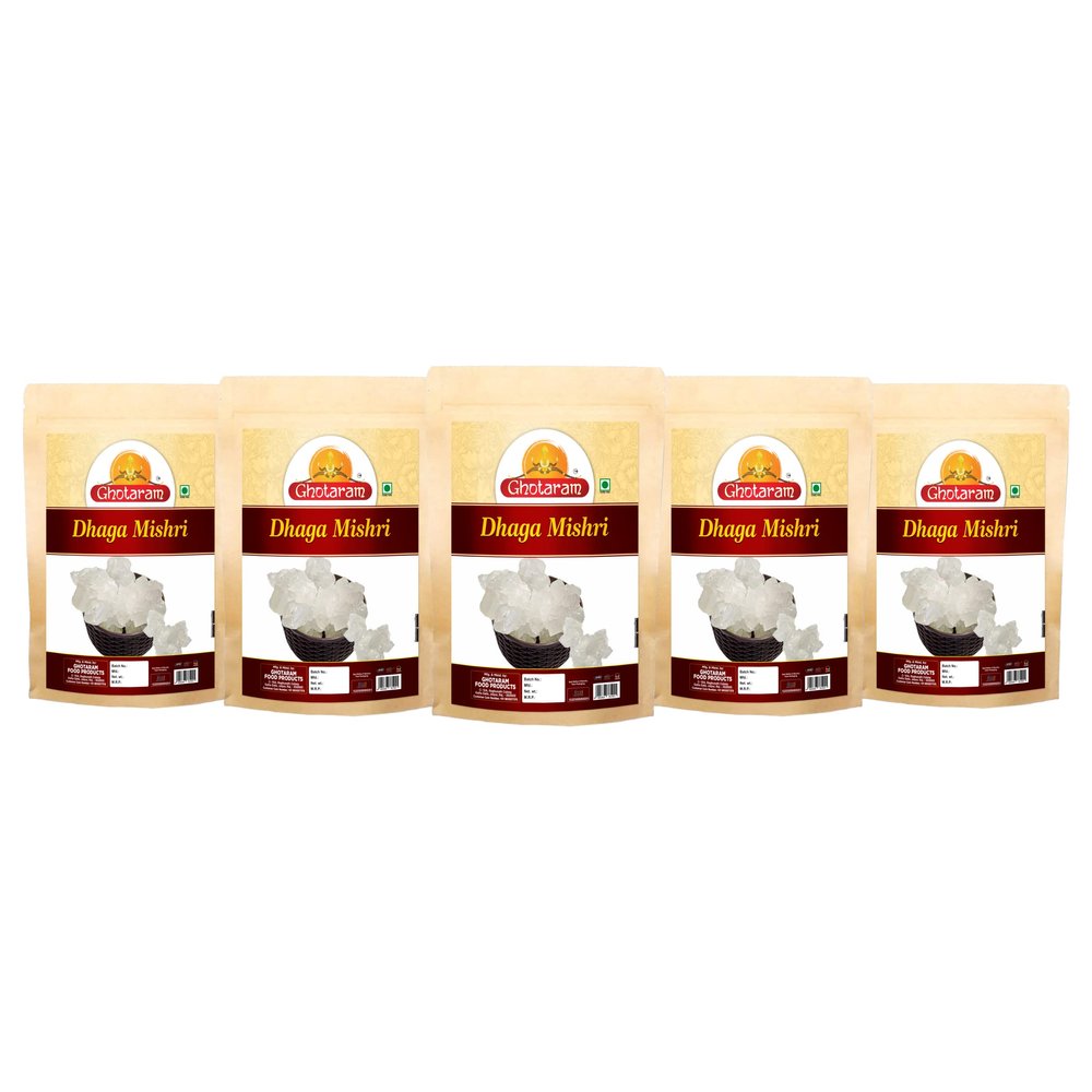 Ghotaram Dala Misri Crystal | Dhaga Mishri | Mishri Sugar Crystal | Thread Mishri | Pure Thread Crystal Rock Sugar | Mishri Candy-1200g(pac 5x 240g)