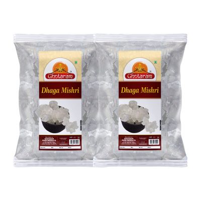 Ghotaram Organic Dhaga Mishri|Thread Mishri|Pure Chemical Free Natural Refined Sugar Crystal|Sugar Candy|Mishri Crystal|Pure Mishri Sugar Candy|Rock Sugar Crystal|Dhage Wali Mishri-960g(pac 2x 480g)