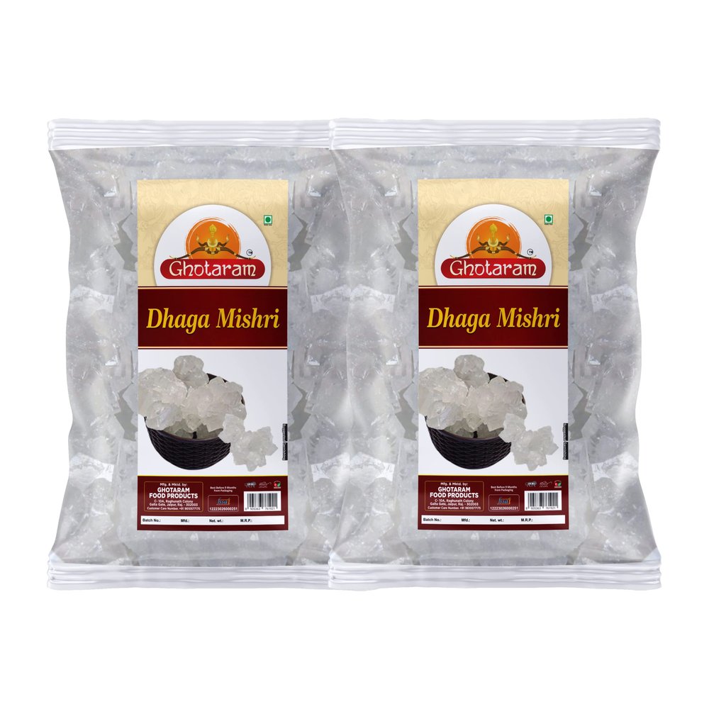 Ghotaram Organic Dhaga Mishri|Thread Mishri|Pure Chemical Free Natural Refined Sugar Crystal|Sugar Candy|Mishri Crystal|Pure Mishri Sugar Candy|Rock Sugar Crystal|Dhage Wali Mishri-960g(pac 2x 480g)