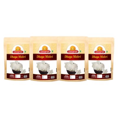 Ghotaram Dala Misri Crystal | Dhaga Mishri | Mishri Sugar Crystal | Thread Mishri | Pure Thread Crystal Rock Sugar | Mishri Candy-1920g(pac 4x 480g)