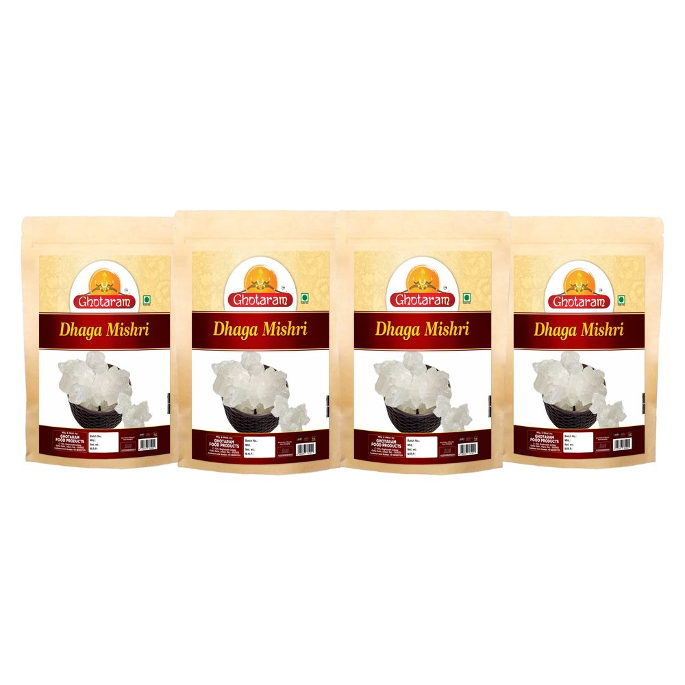 Ghotaram Dala Misri Crystal | Dhaga Mishri | Mishri Sugar Crystal | Thread Mishri | Pure Thread Crystal Rock Sugar | Mishri Candy-1920g(pac 4x 480g)