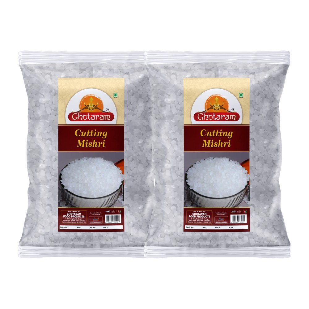 Ghotaram Organic Mishri Crystals | Dana Mishri | Diamond Cut Mishri | Marwari Cutting Mishri | Sweet Sugar Crystal | Diamond Rock Sugar Candy Fresh And Natural-480g(pac 2x 240g)