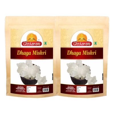 Ghotaram Dala Misri Crystal | Dhaga Mishri | Mishri Sugar Crystal | Thread Mishri | Pure Thread Crystal Rock Sugar | Mishri Candy-480g(pac 2x 240g)
