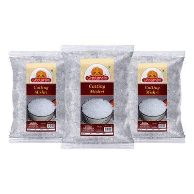 Ghotaram Organic Mishri Crystals | Dana Mishri | Diamond Cut Mishri | Marwari Cutting Mishri | Sweet Sugar Crystal | Diamond Rock Sugar Candy Fresh And Natural-2940g(pac 3x 980g)