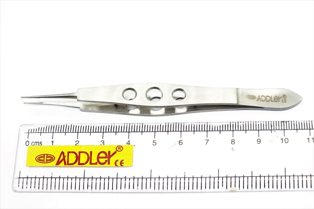 ADDLER DENTAL POINTED TWEEZER STAINLESS STEEL. LIFE TIME ANTI RUSTING WARRANTY.