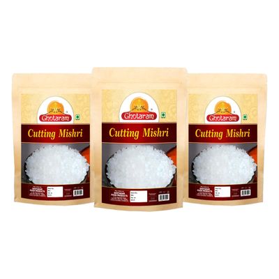 Ghotaram Prasad Dana Misri Crystal | Cutting Mishri Sugar Crystal | Pure Mishri Cutting | Organic Crystal Diamond Rock Sugar | Fine Mishri Dana Candy Rich In Beneficial Nutrients-720g(pac 3x 240g)