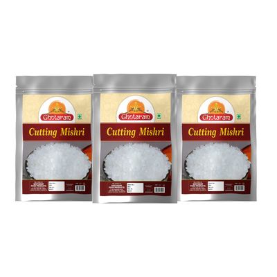 Ghotaram Authentic Gulabi Nagri Cutting Mishri | Sweet Sugar Crystal | Diamond Prasad Mishri | Crystals Fresh Natural Sugar Candy | Mishri Dana Rich in Vitamins Minerals-720g(pac 3x 240g)