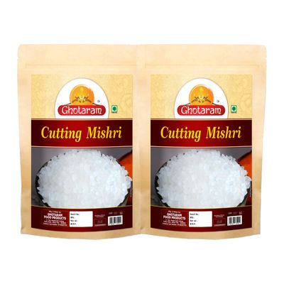 Ghotaram Diamond Rock sugar Crystal Cut | Cutting Mishri purest form of sugar no chemicals | Good for Cough & Sore Throat | Sita Khanda Sharkara Cutting Packed With Rich Nutrients-480g(pac 2x 240g)