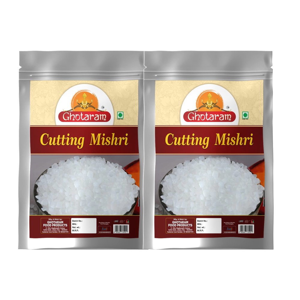 Ghotaram Authentic Gulabi Nagri Cutting Mishri | Sweet Sugar Crystal | Diamond Prasad Mishri | Crystals Fresh Natural Sugar Candy | Mishri Dana Rich in Vitamins Minerals-480g(pac 2x 240g)