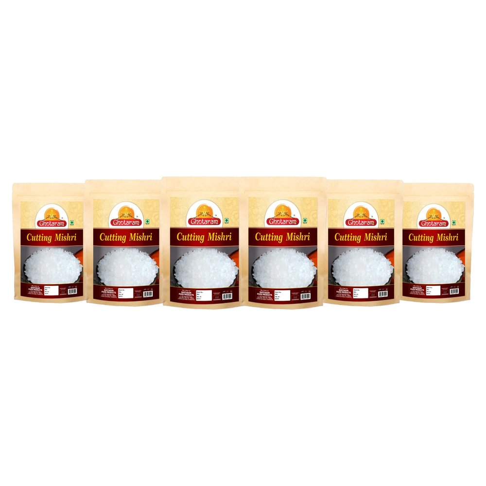 Ghotaram Diamond Rock sugar Crystal Cut | Cutting Mishri purest form of sugar no chemicals | Good for Cough & Sore Throat | Sita Khanda Sharkara Cutting Packed With Rich Nutrients-2880g(pac 6x 480g)