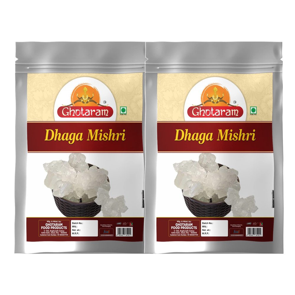 Ghotaram Sugar Thread - Dhaga Mishri|mishri dhage wali|misri Crystal|Sweet Candy|Filter Khandsari Dhaga Mishri|White Dhaga Mishri Sugar Candy|Organic Dhaga Mishri Thread Crystal-480g(pac 2x 240g)