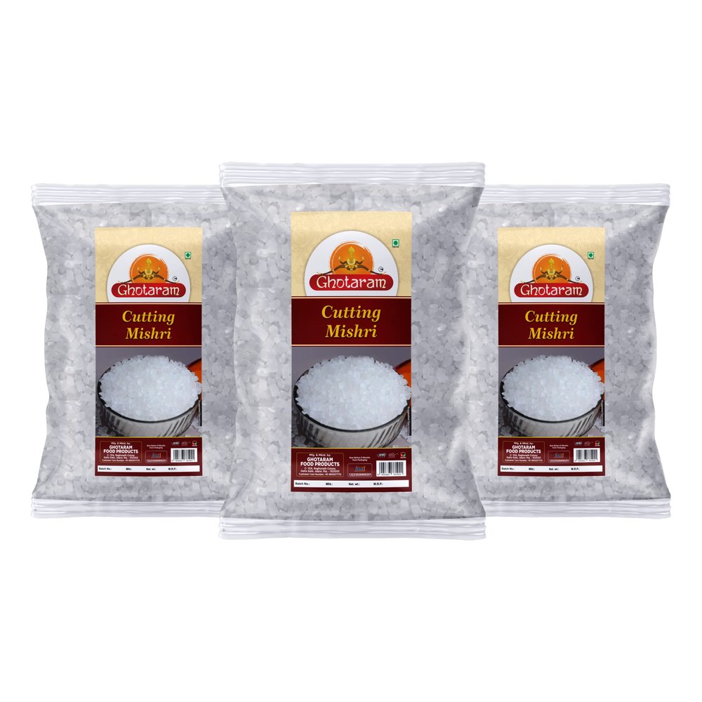 Ghotaram Rajawadi Mishri Dhaga Sugar Cutting Mishri Candy | Pure Diamond Crystal Rock Sugar Cutting | Diamond Misri Kuja Mishri Cutting Kooza Misri Crystals | Mishri Dana Parsad-2940g(pac 3x 980g)
