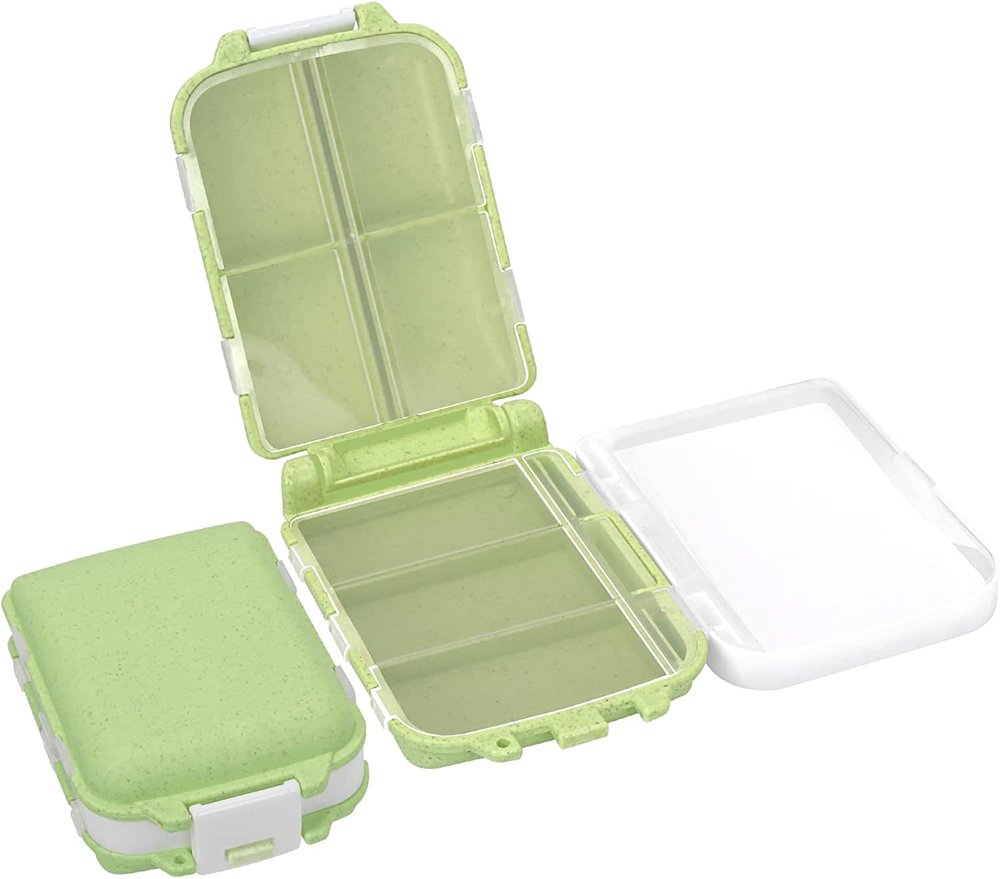 Cazuela Medicine Pills Mini Vitamin Tablet Case Organizer Travel 8 Compartments Weekly Medicine Organizer Storage Box (Multi Colors) (1)