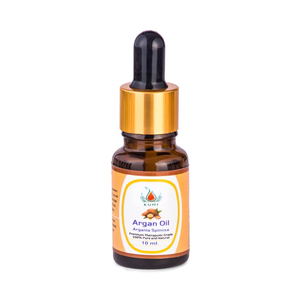 KUNJ Argan Oil (Argania spinosa) 10ML  100% Pure & Natural, Cold Pressed, Undiluted  Premium Therapeutic Grade Carrier Oil for Hair Nourishment, Skin Hydration, Face Care & Anti-Aging