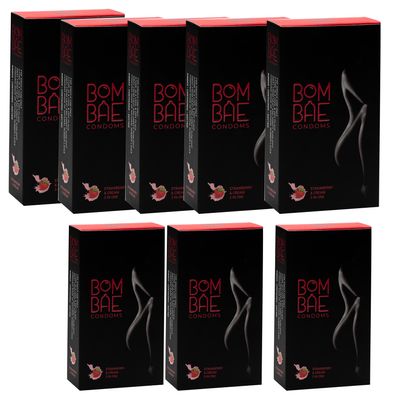 BOMBAE condoms Strawberry & Cream 3 in One extra dotted, Pack of 8 condoms for men family pack flavour Combo Pack of 8 (10 pieces per pack) 80 Dotted condoms for men family pack
