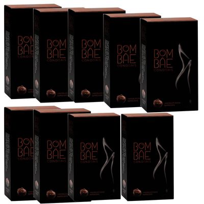 BOMBAE condoms Chocolate fudge super dots, Pack of 9 condoms for men family pack flavour Combo Pack of 9 (10 pieces per pack) 90 Dotted condom combo pack offer men extra dotted