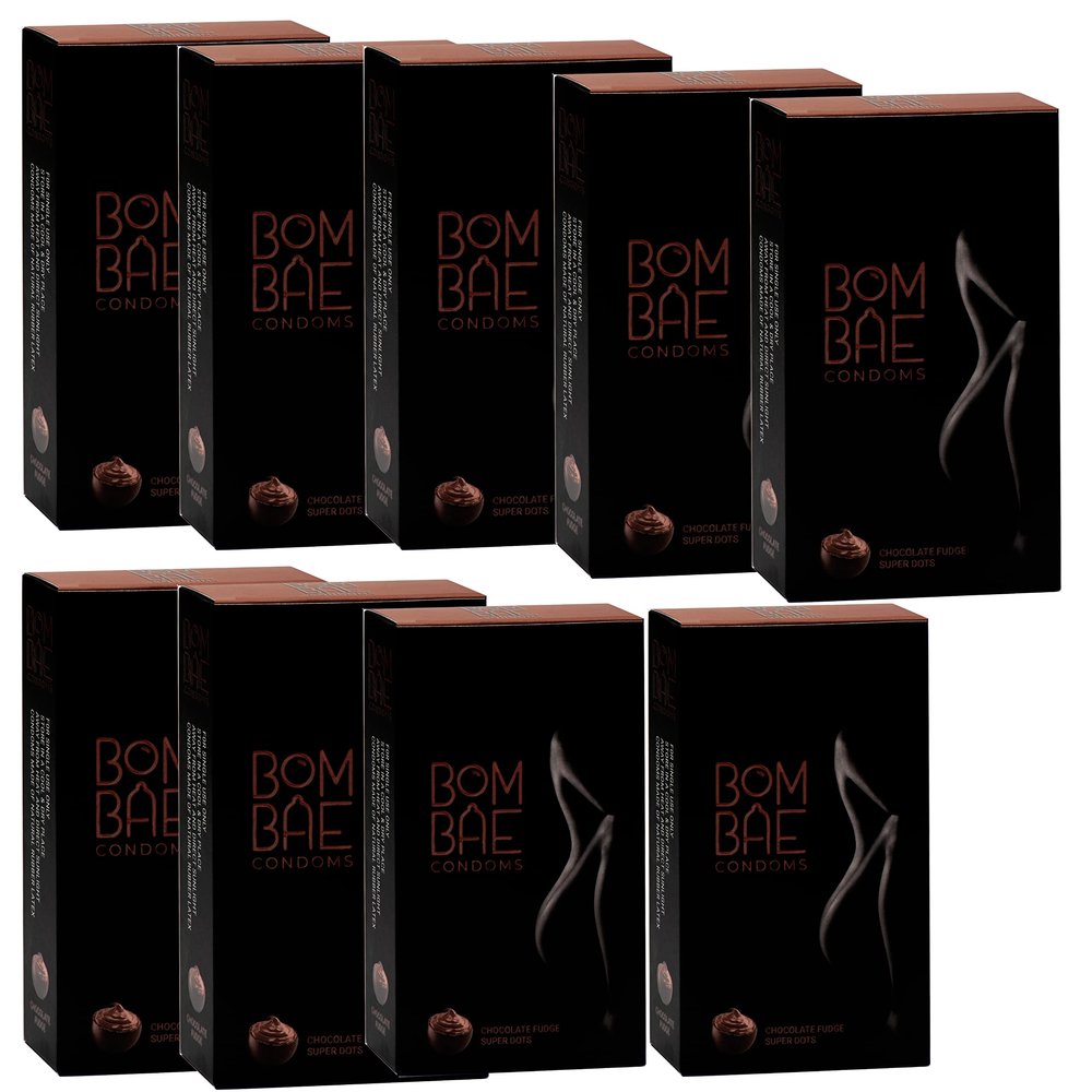 BOMBAE condoms Chocolate fudge super dots, Pack of 9 condoms for men family pack flavour Combo Pack of 9 (10 pieces per pack) 90 Dotted condom combo pack offer men extra dotted