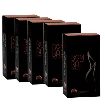 BOMBAE condoms Chocolate fudge super dots, Pack of 5 condoms for men family pack flavour Combo Pack of 5 (10 pieces per pack) 50 dotted condom combo pack offer men extra dotted