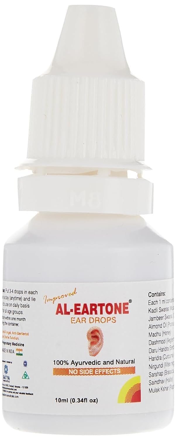 AL-EARTONE AL EARTONE EAR DROPS | Antifungal | Antibacterial | No Side Effects | 100% Ayurvedic & Natural Herbal Ear Drops | 10 ml | Pack of 1