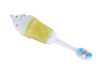 DCELLA Infant Children Manual Toothbrush Ice Cream Design Food Grade Silicone Kids Brushing (Yellow)
