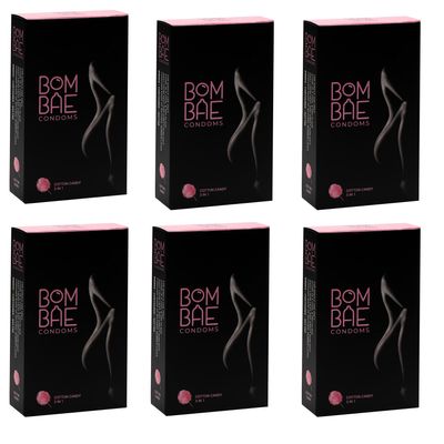 BOMBAE condoms Cotton Candy 3 in 1, Pack of 6 condoms for men family pack flavour Combo Pack of 6 (10 pieces per pack) 60 dotted condom combo pack offer men extra dotted, ribbed