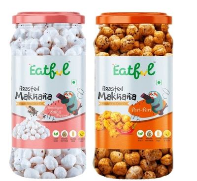 EATFUL Salt and Pepper + Peri Peri Roasted Flavour Makhana Jar Combo Pack (2 X 80 Gm)